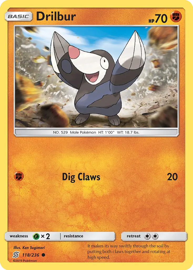 Drilbur Common Pokemon card #118 from Unified Minds
