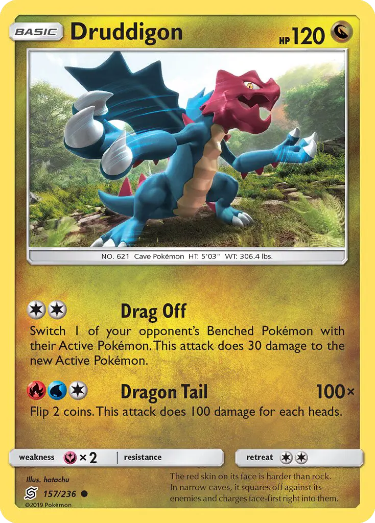Druddigon Common Pokemon card #157 from Unified Minds