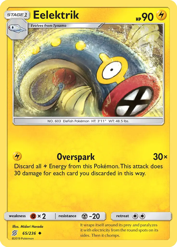 Eelektrik Uncommon Pokemon card #65 from Unified Minds