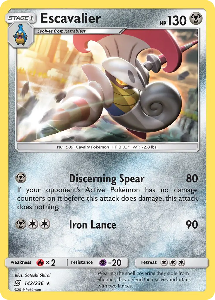 Escavalier Rare Pokemon card #142 from Unified Minds