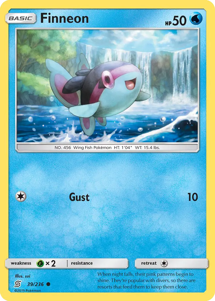 Finneon Common Pokemon card #39 from Unified Minds