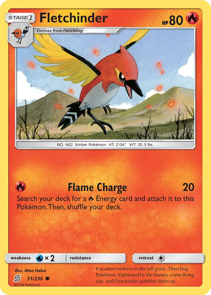 Fletchinder Common Pokemon card #31 from Unified Minds