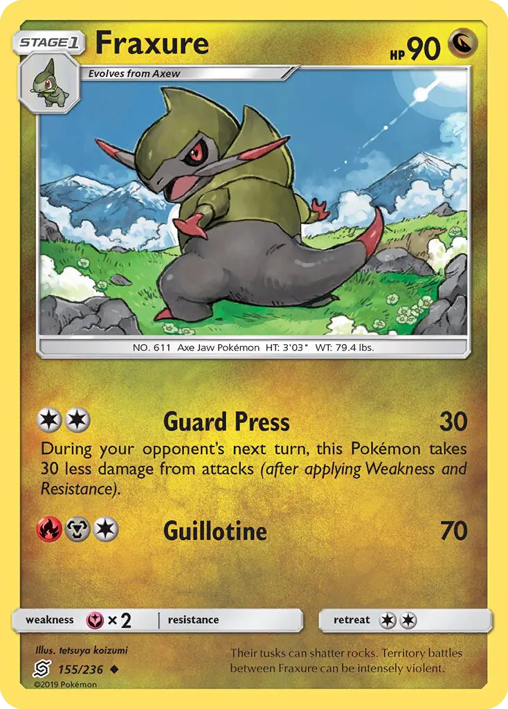 Fraxure Uncommon Pokemon card #155 from Unified Minds
