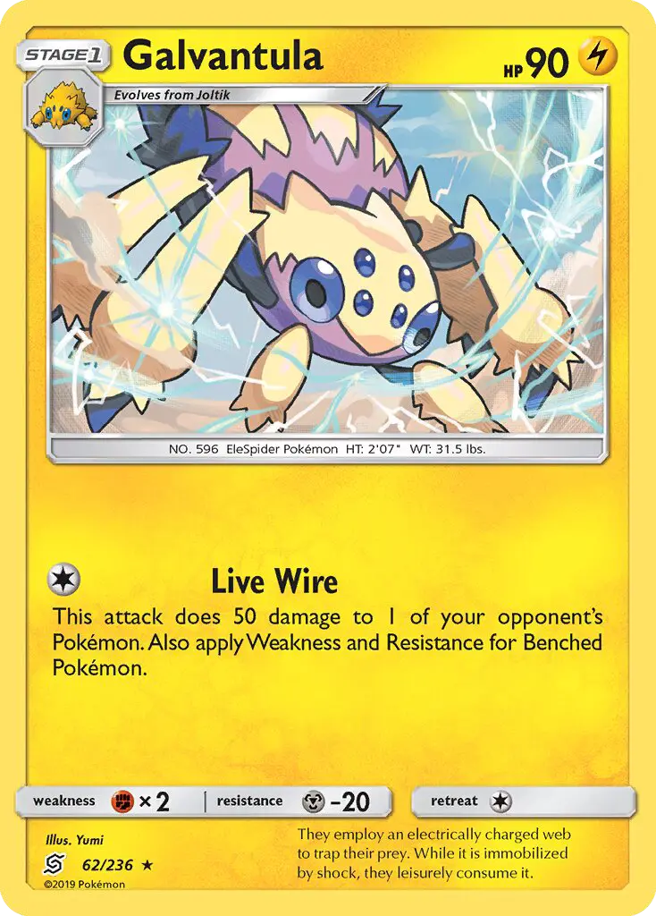 Galvantula Rare Pokemon card #62 from Unified Minds