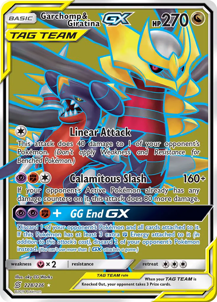 Garchomp & Giratina GX Ultra Rare Pokemon card #228 from Unified Minds