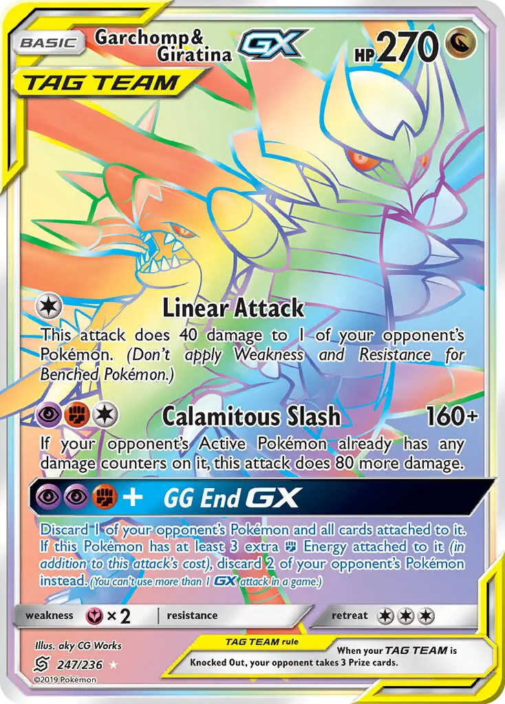 Garchomp & Giratina GX Secret Rare Pokemon card #247 from Unified Minds