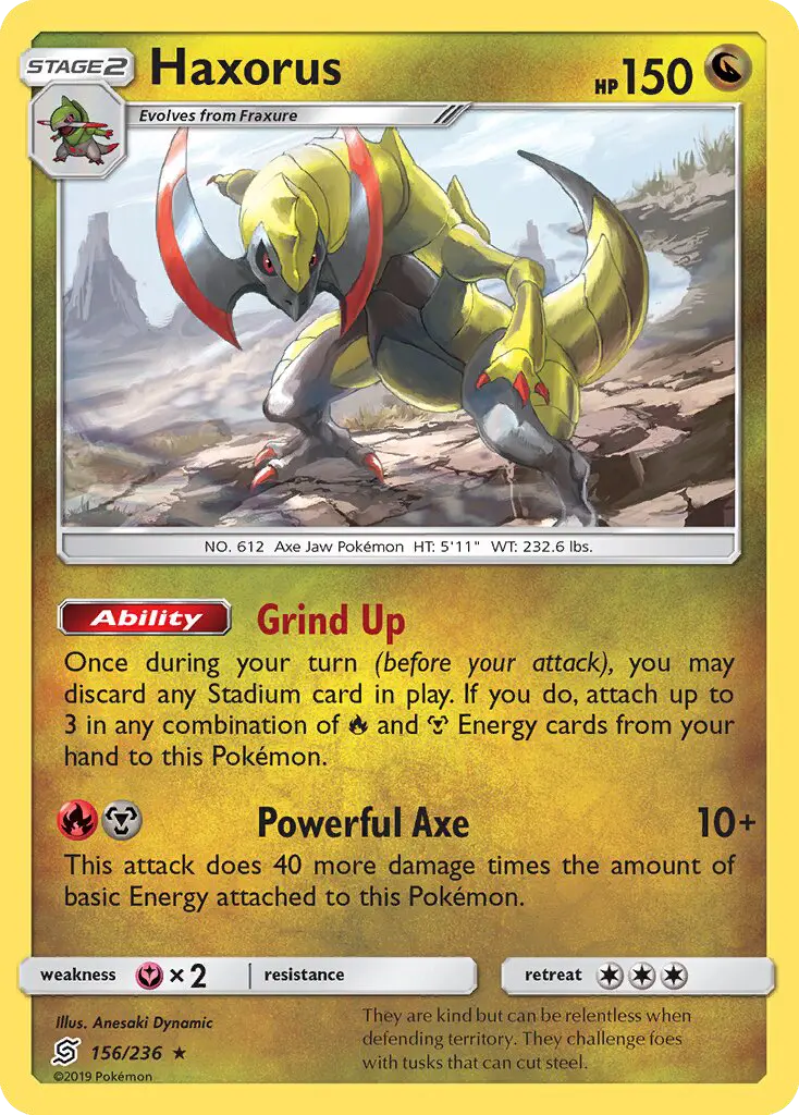 Haxorus Rare Pokemon card #156 from Unified Minds