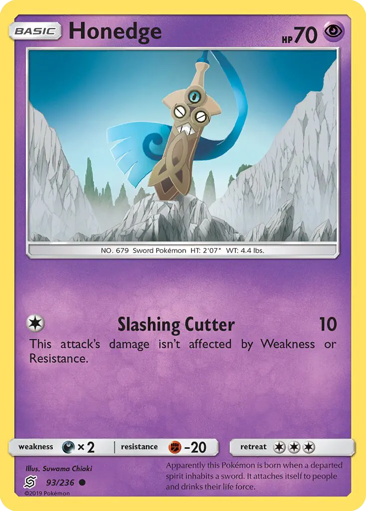 Honedge Common Pokemon card #93 from Unified Minds