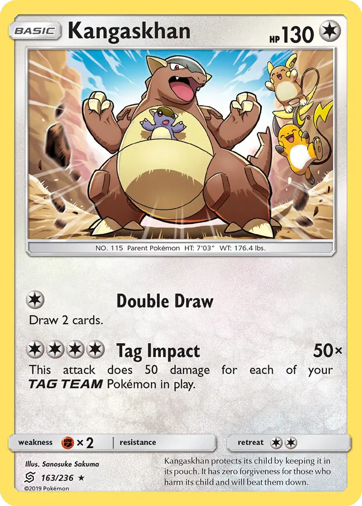Kangaskhan Rare Pokemon card #163 from Unified Minds