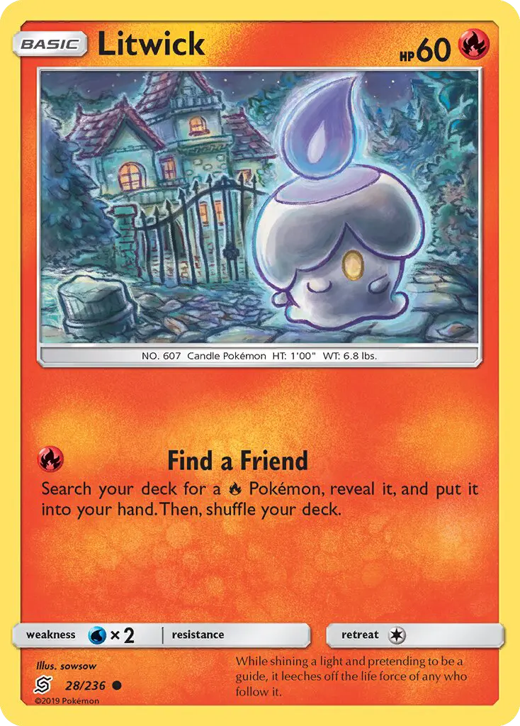 Litwick Common Pokemon card #28 from Unified Minds