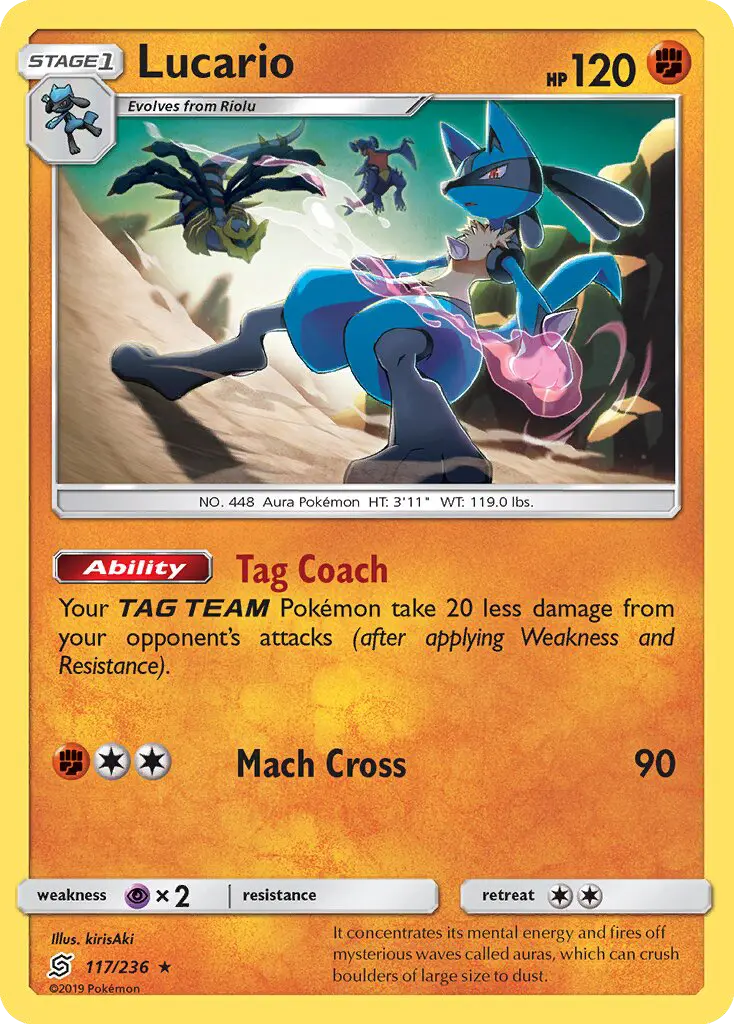 Lucario Rare Pokemon card #117 from Unified Minds