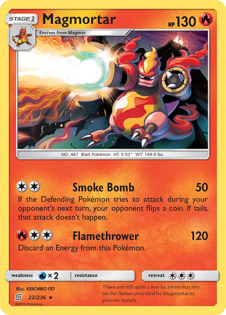 Magmortar Rare Pokemon card #22 from Unified Minds