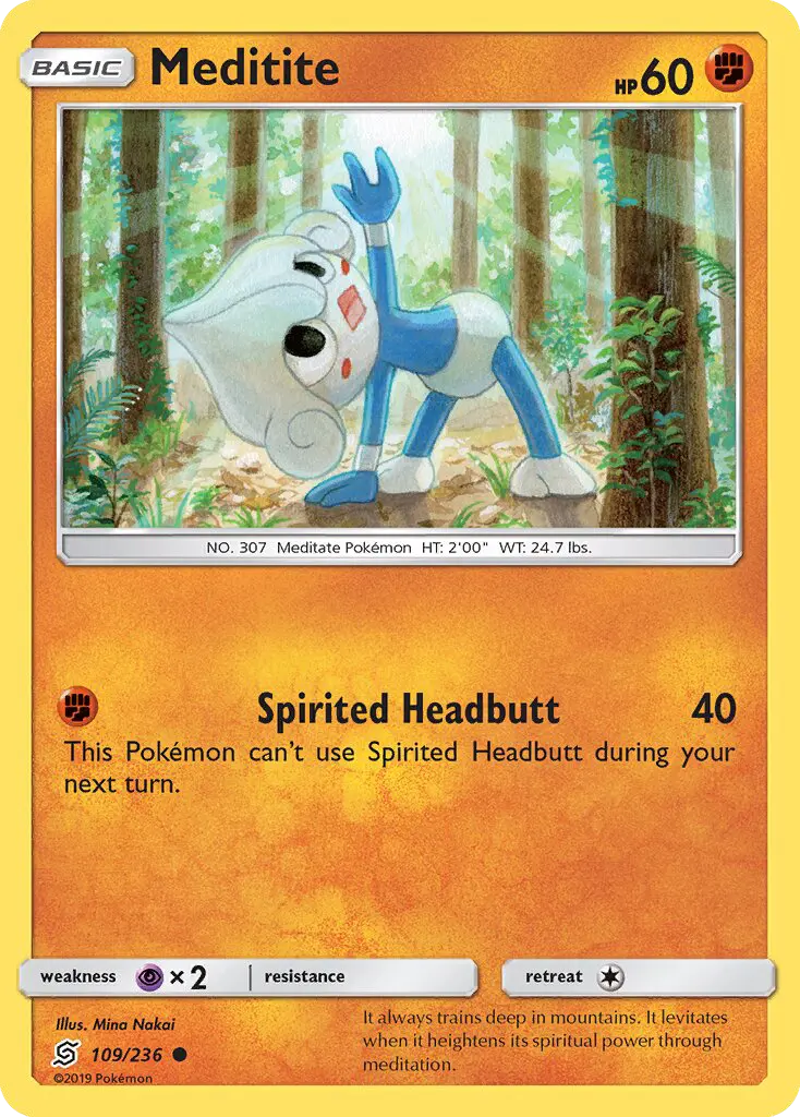 Meditite Common Pokemon card #109 from Unified Minds