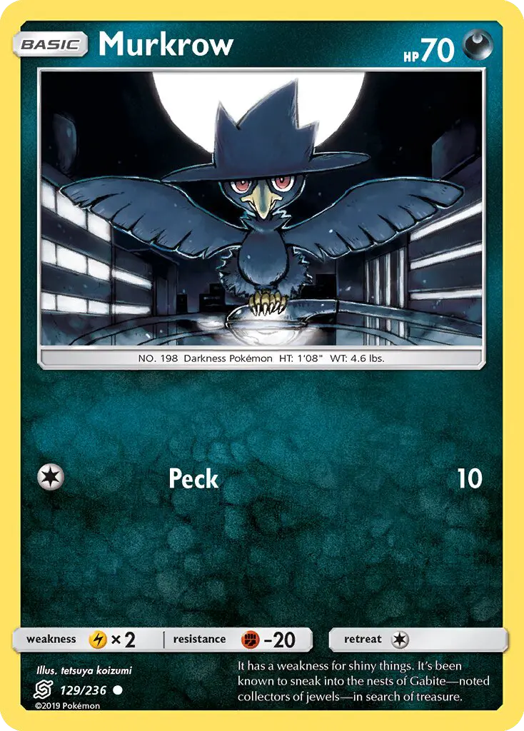 Murkrow Common Pokemon card #129 from Unified Minds
