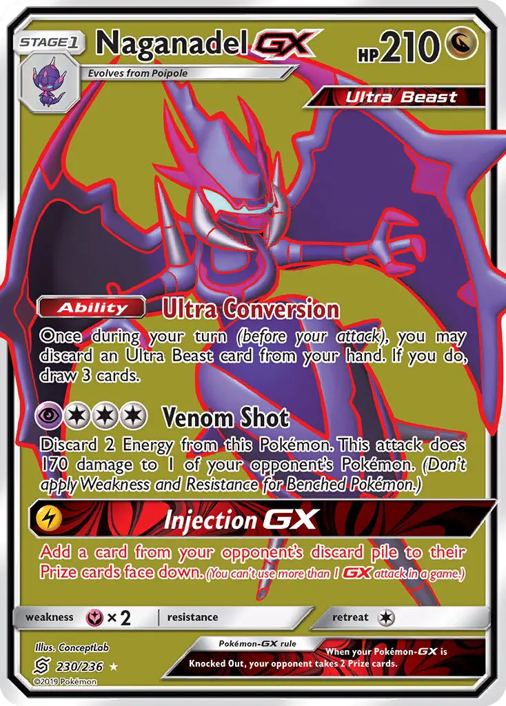 Naganadel GX Ultra Rare Pokemon card #230 from Unified Minds