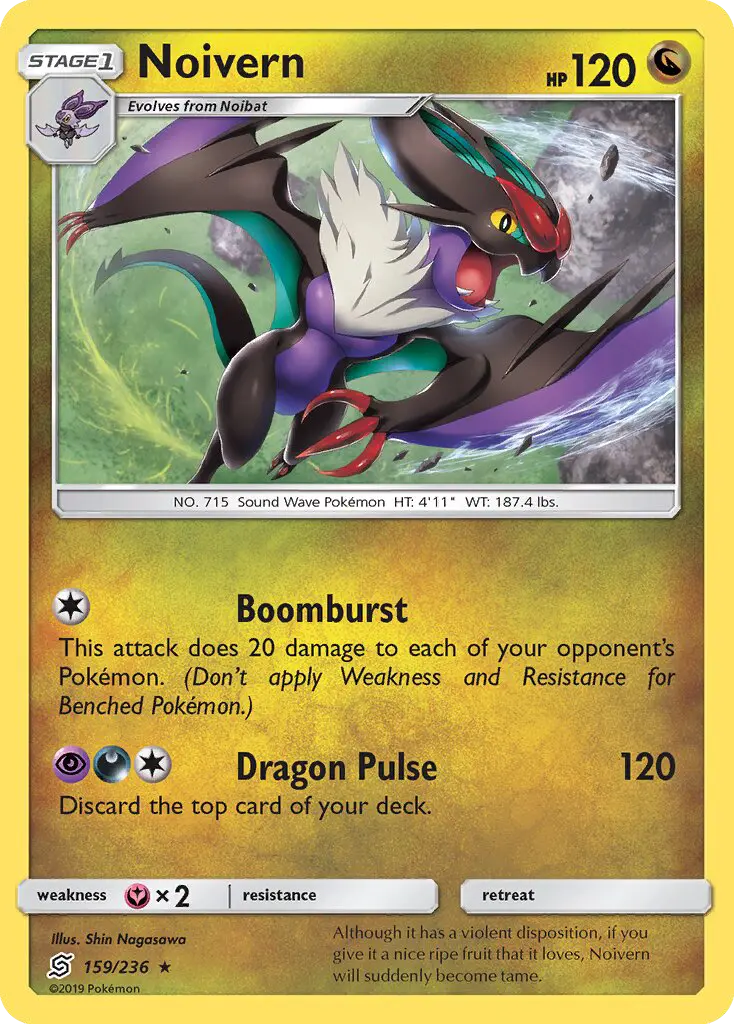Noivern Rare Pokemon card #159 from Unified Minds