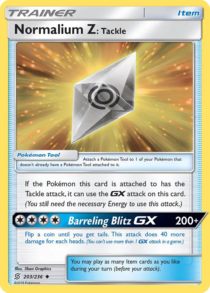 Normalium Z: Tackle Uncommon Pokemon card #203 from Unified Minds