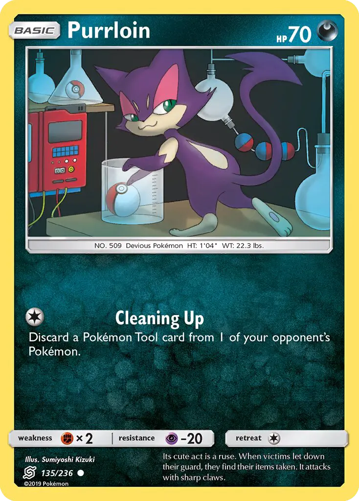 Purrloin Common Pokemon card #135 from Unified Minds