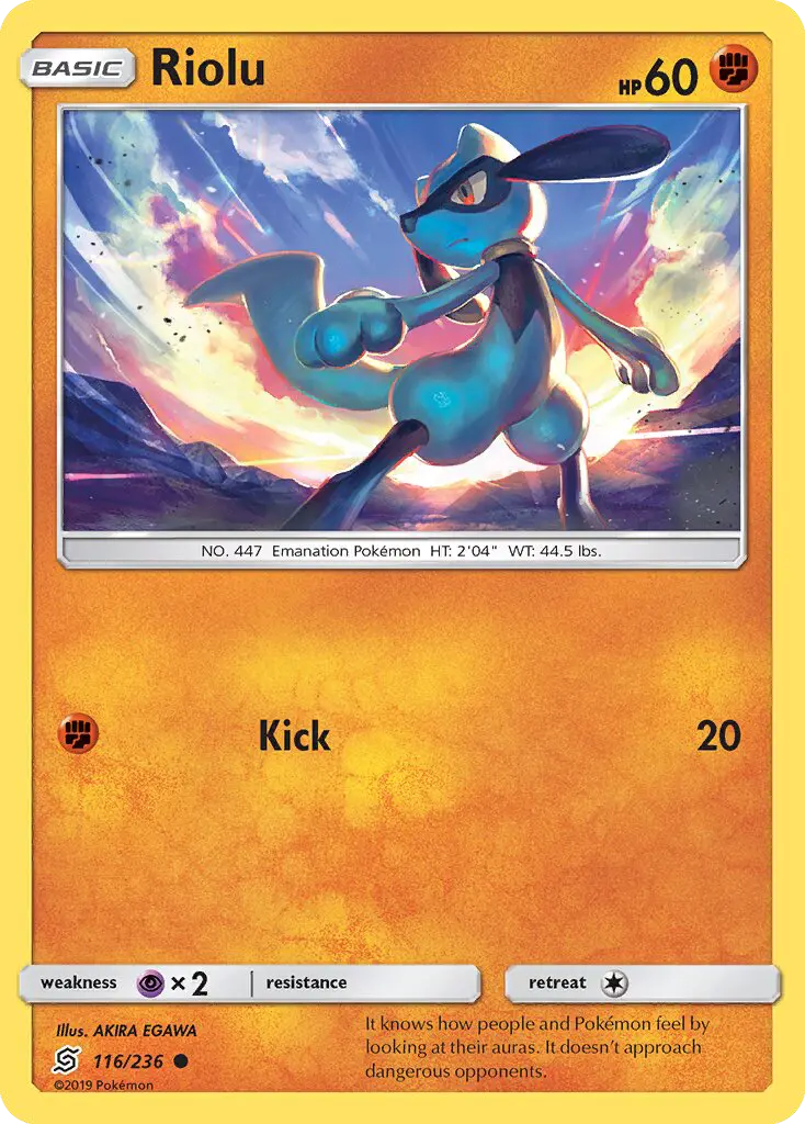 Riolu Common Pokemon card #116 from Unified Minds