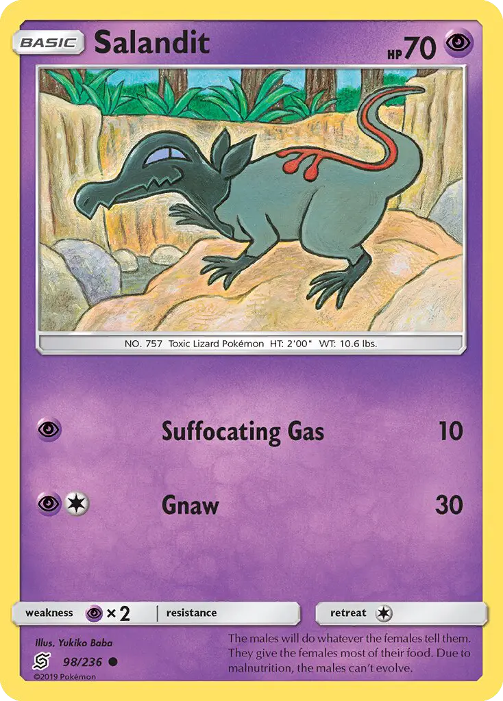 Salandit Common Pokemon card #98 from Unified Minds