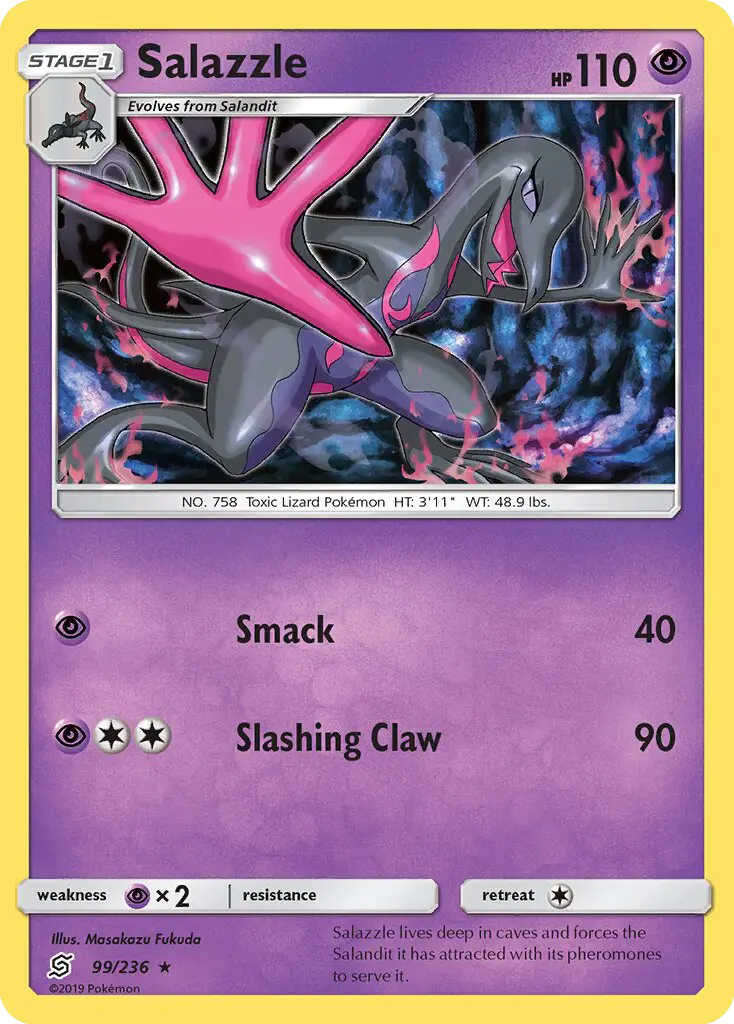 Salazzle Rare Pokemon card #99 from Unified Minds