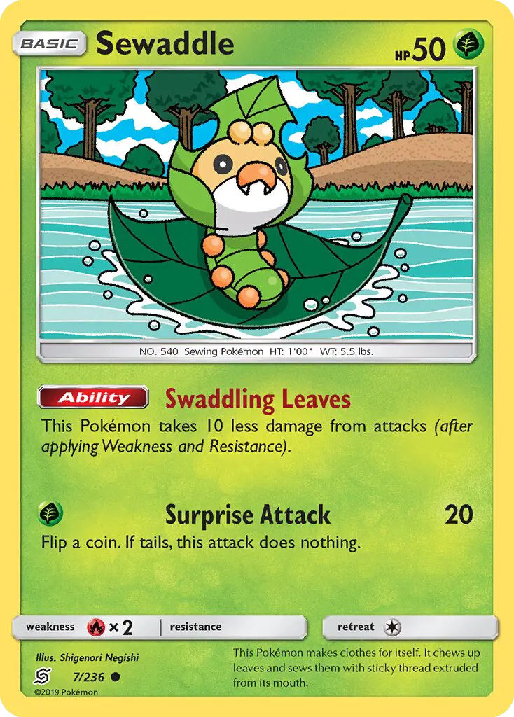 Sewaddle Common Pokemon card #7 from Unified Minds