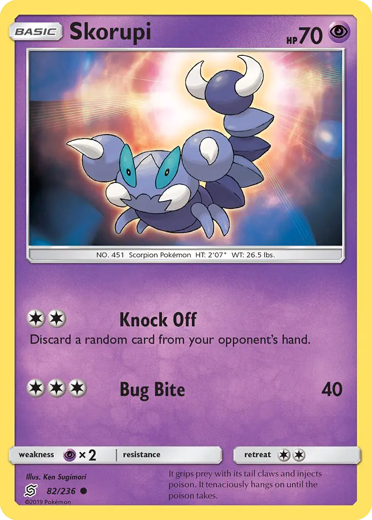 Skorupi Common Pokemon card #82 from Unified Minds