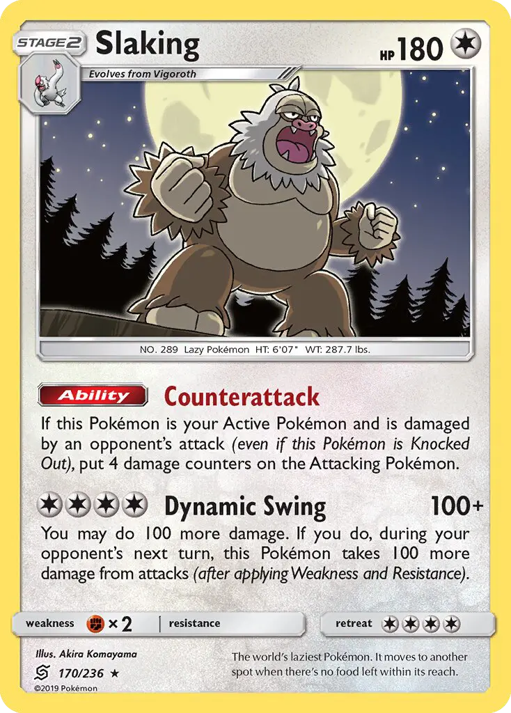 Slaking Rare Pokemon card #170 from Unified Minds