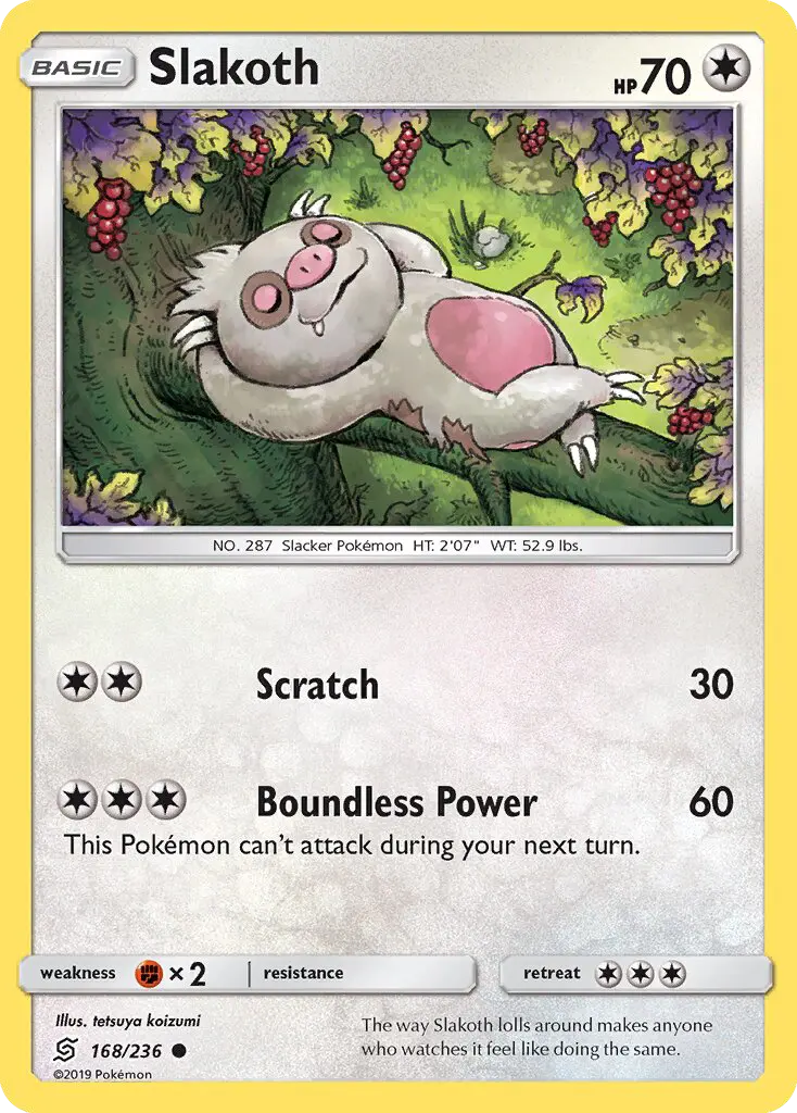 Slakoth Common Pokemon card #168 from Unified Minds