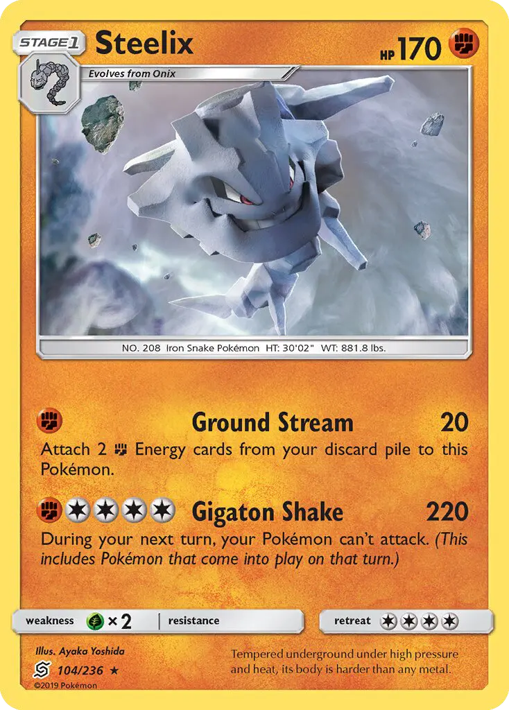 Steelix Rare Pokemon card #104 from Unified Minds