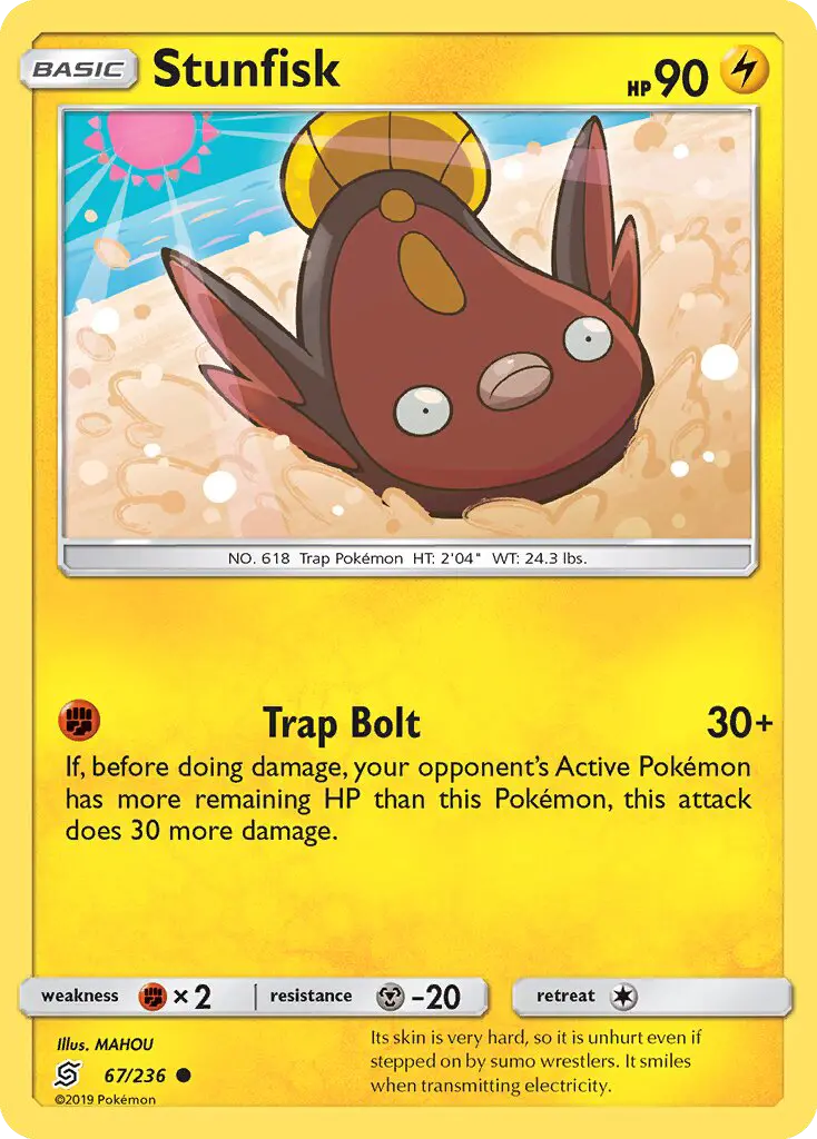 Stunfisk Common Pokemon card #67 from Unified Minds