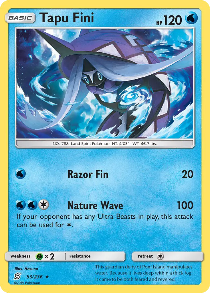 Tapu Fini Rare Pokemon card #53 from Unified Minds