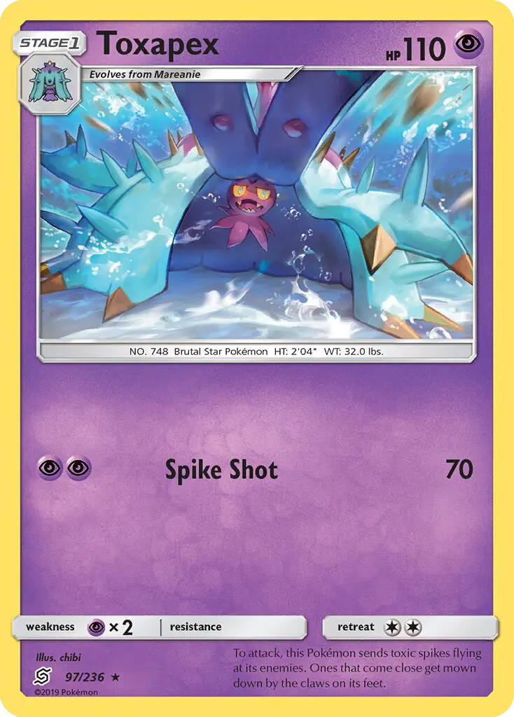 Toxapex Rare Pokemon card #97 from Unified Minds