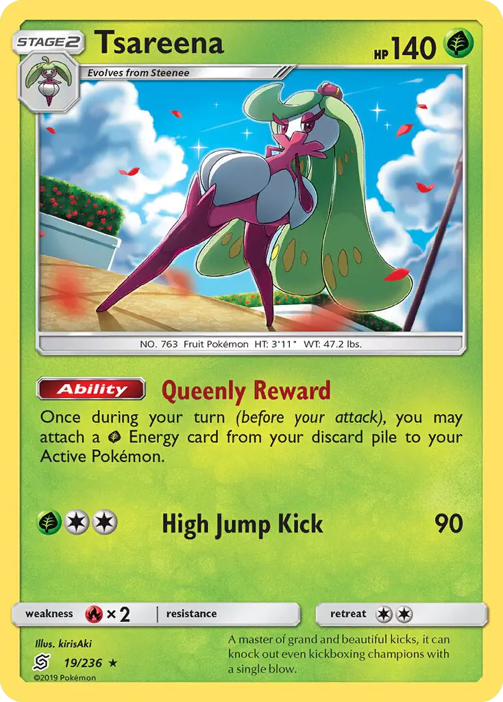 Tsareena Rare Pokemon card #19 from Unified Minds