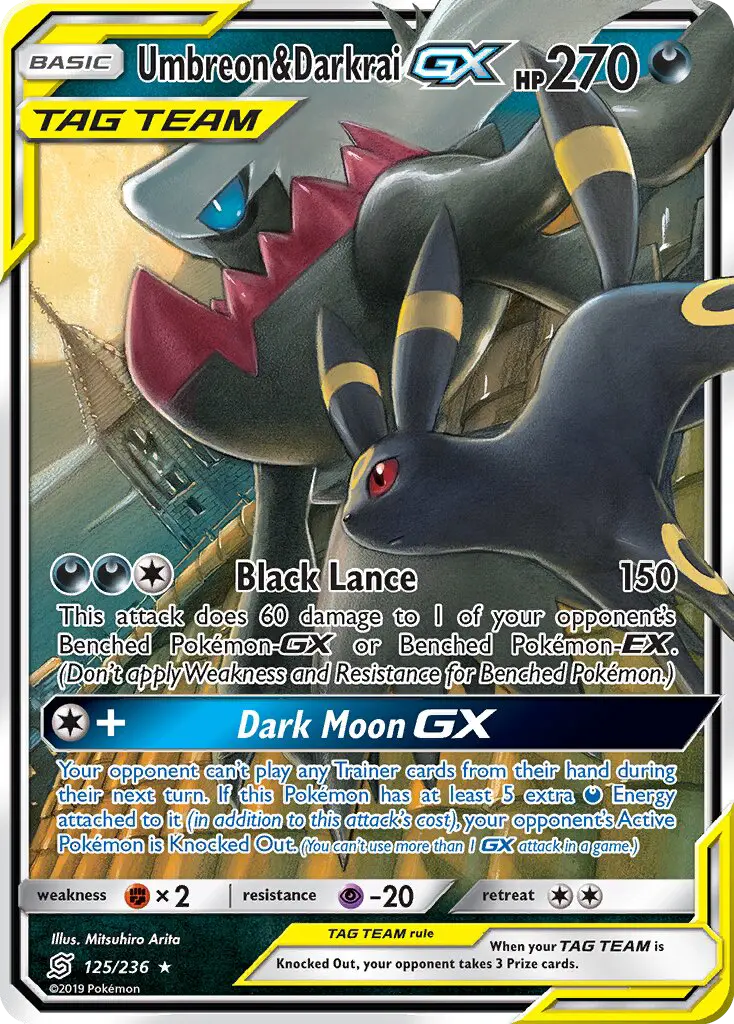 Umbreon & Darkrai GX Ultra Rare Pokemon card #125 from Unified Minds