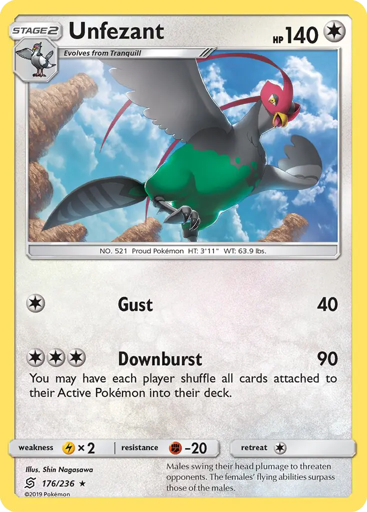 Unfezant Rare Pokemon card #176 from Unified Minds