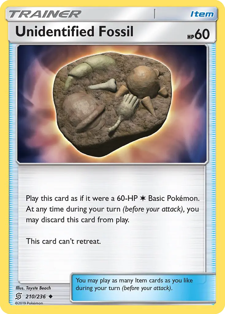 Unidentified Fossil Uncommon Pokemon card #210 from Unified Minds