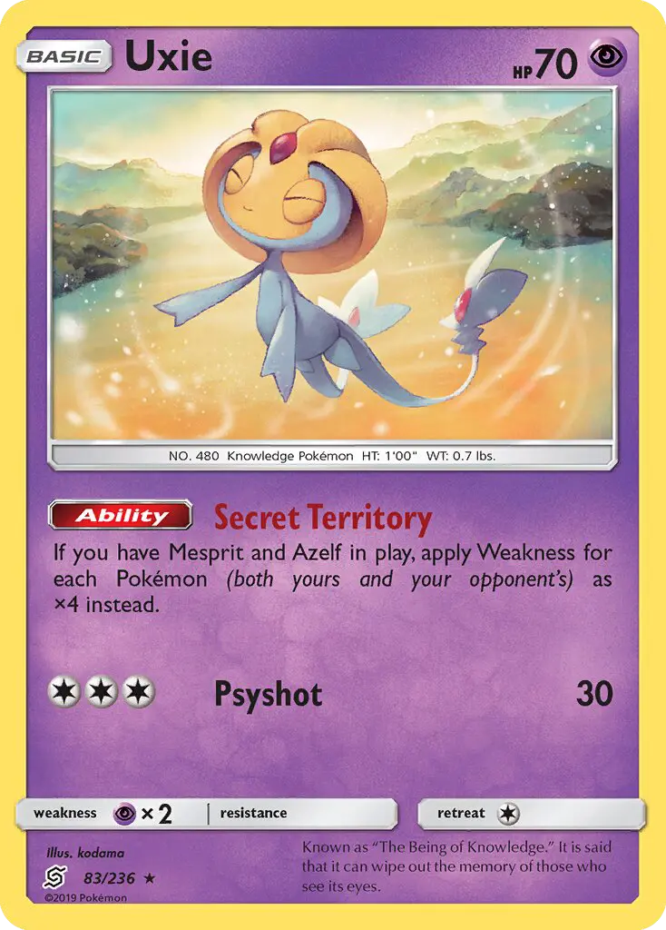 Uxie Rare Pokemon card #83 from Unified Minds