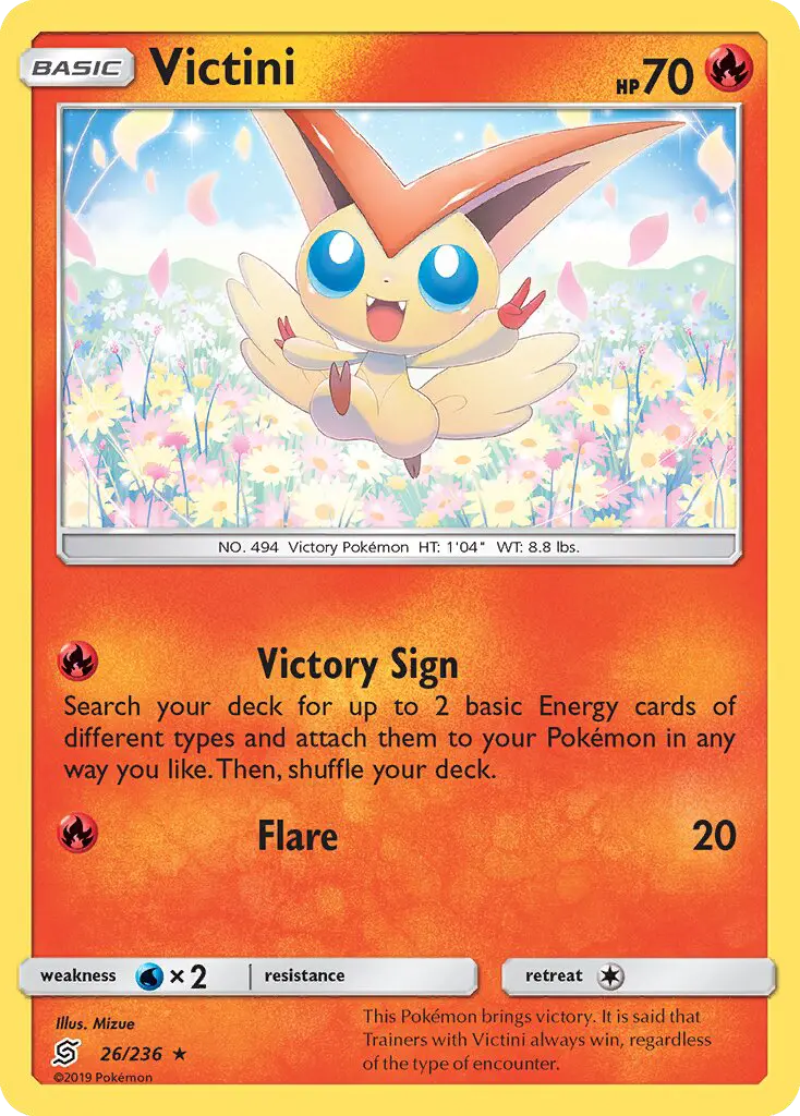 Victini Rare Pokemon card #26 from Unified Minds