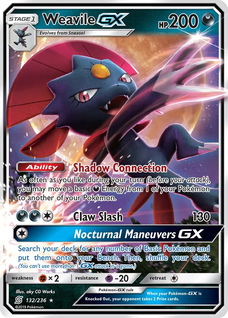 Weavile GX Ultra Rare Pokemon card #132 from Unified Minds