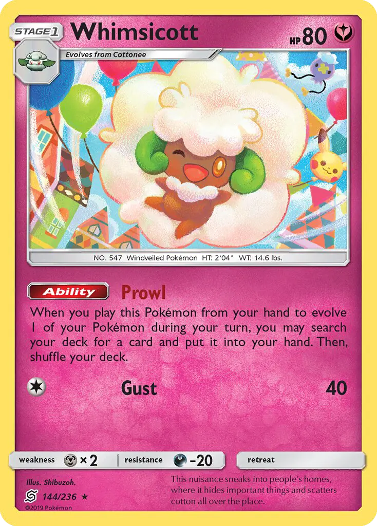 Whimsicott Rare Pokemon card #144 from Unified Minds