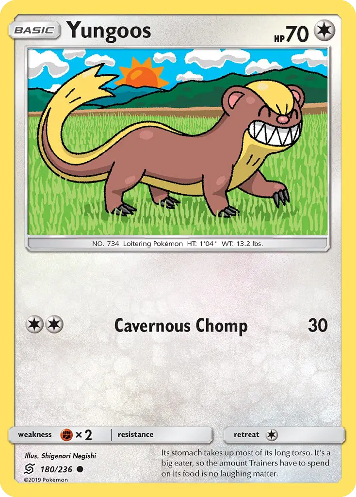 Yungoos Common Pokemon card #180 from Unified Minds