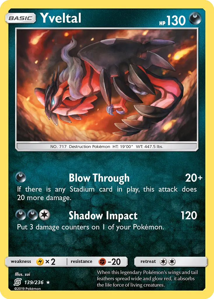 Yveltal Rare Pokemon card #139 from Unified Minds