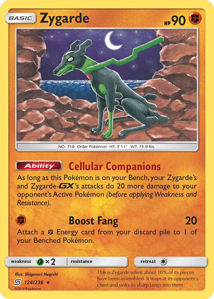 Zygarde Rare Pokemon card #124 from Unified Minds