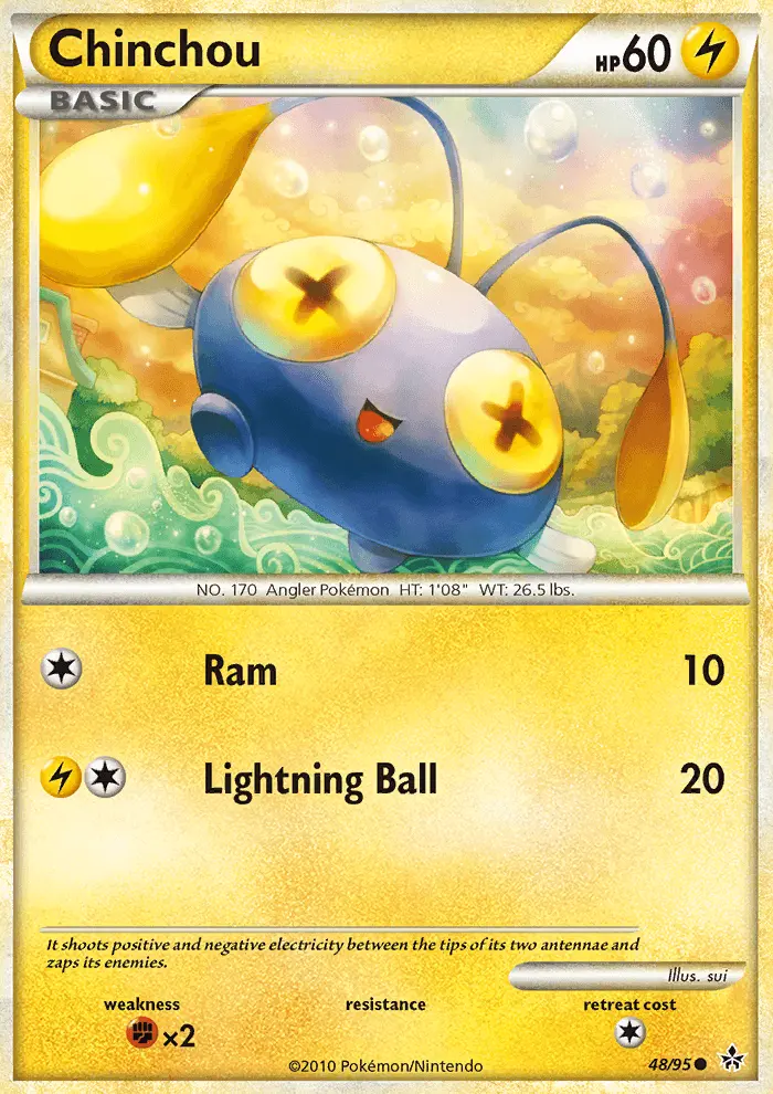 Chinchou Common Pokemon card #48 from Unleashed