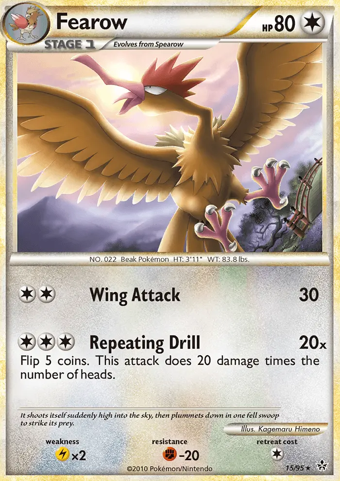Fearow Rare Pokemon card #15 from Unleashed