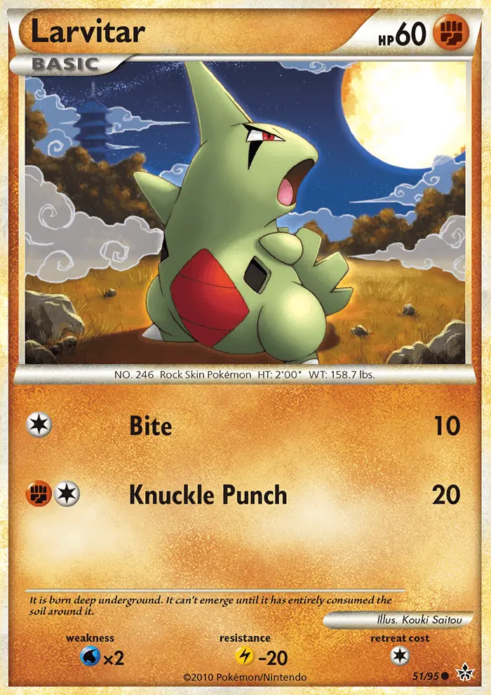 Larvitar Common Pokemon card #51 from Unleashed