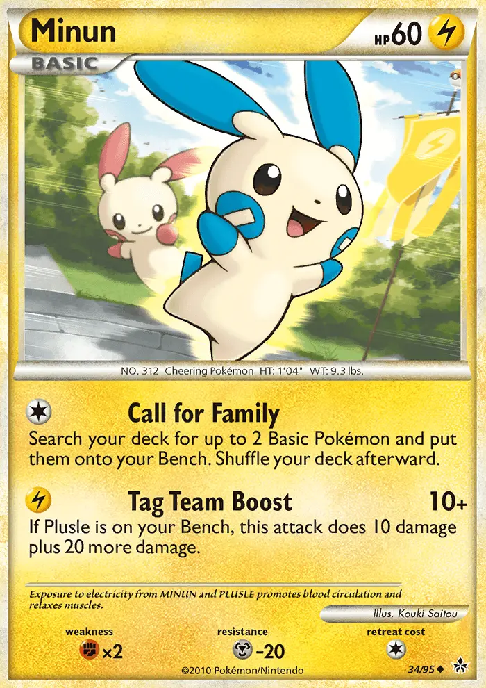 Minun Uncommon Pokemon card #34 from Unleashed