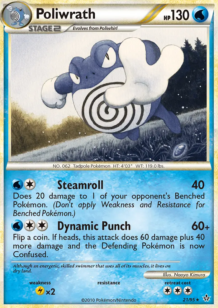 Poliwrath Rare Pokemon card #21 from Unleashed