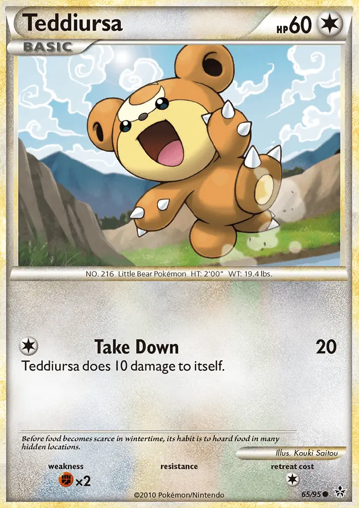 Teddiursa Common Pokemon card #65 from Unleashed